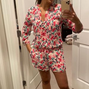 Colorful, floral Joie silk romper, size S